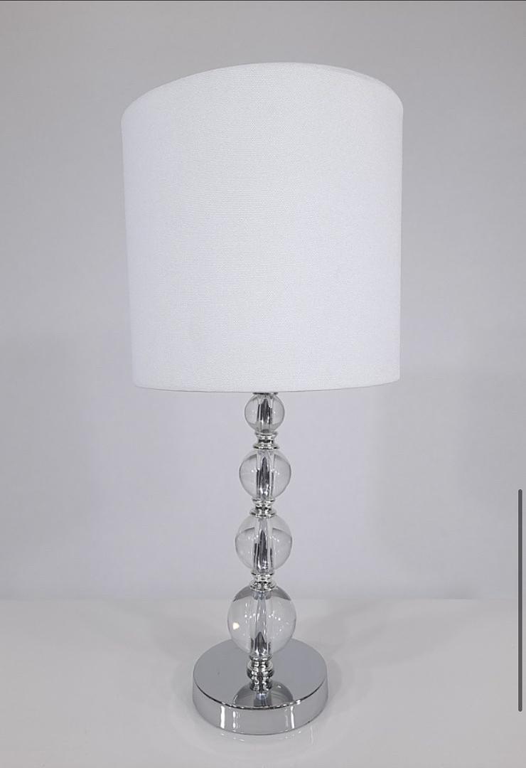 Mini Clear Spindle Lamp w/Silver Details
