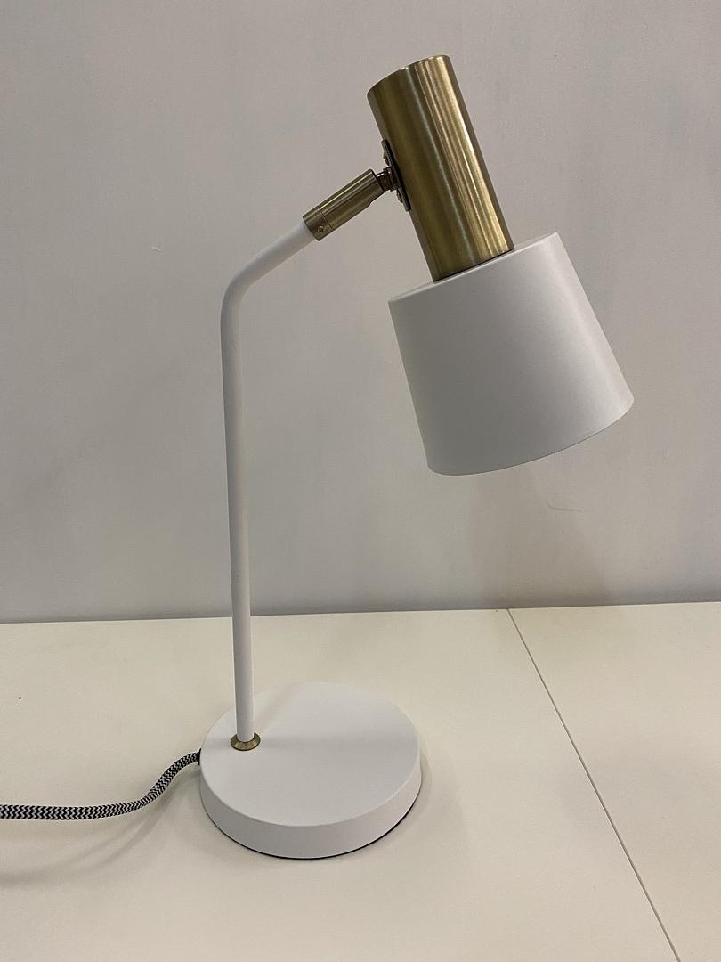 White Metal Task Light w/Gold Accent