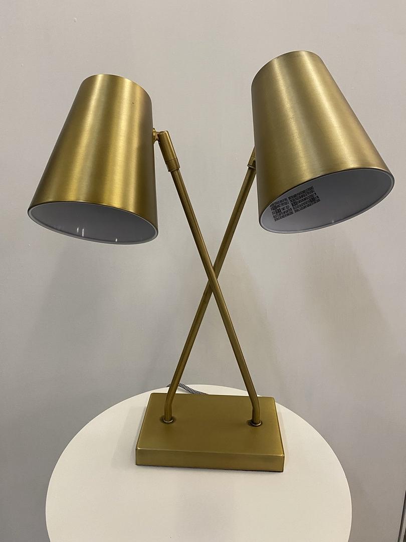 Gold Metal X Double Light Desk Lamp