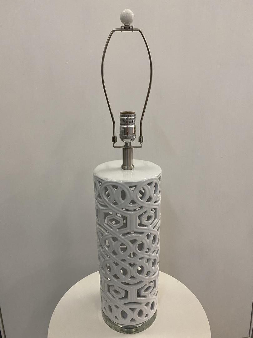 White Geometric Perforated Lamp