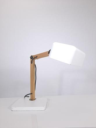 White Metal Adjustable Lamp w/Wood Body & Base