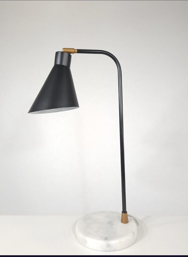 Black Desk Lamp w/Adjustable Head, Marble Base